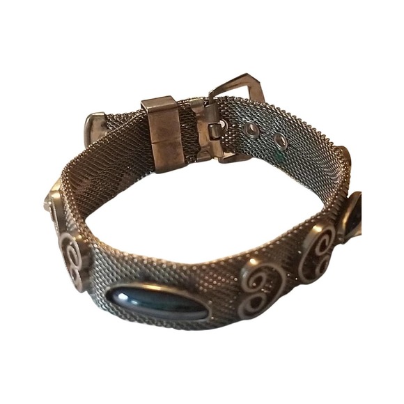 Vintage Mesh Bracelet With Hematite Cabochons - Picture 10 of 10